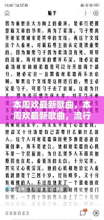 本周热门歌曲解析,流行音乐的魅力与热门单曲回顾