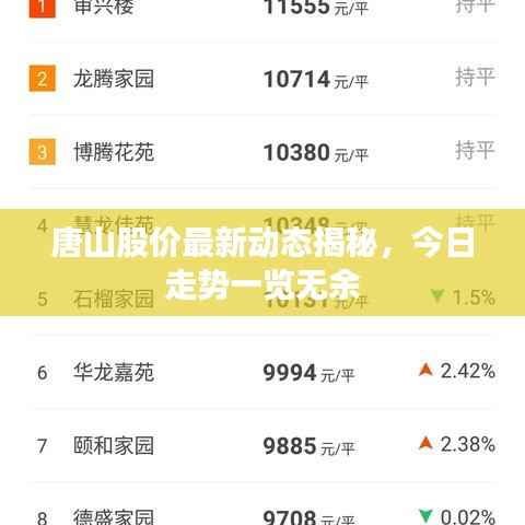 唐山股价最新动态揭秘,今日走势一览无余
