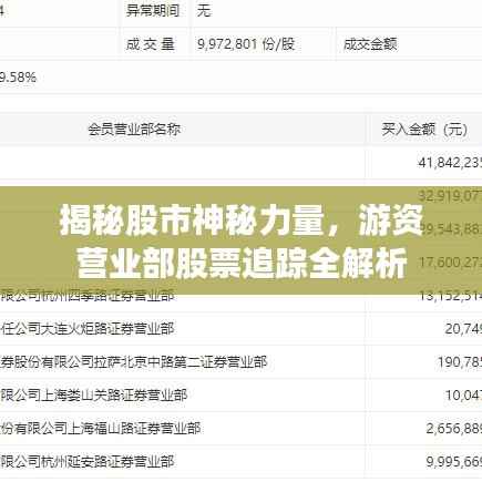 揭秘股市神秘力量,游资营业部股票追踪全解析